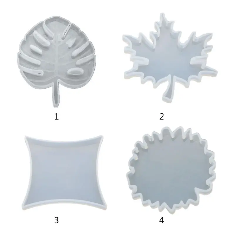 

UV Resin Crystal Silicone Molds DIY Coaster Carfts Epoxy Mold Round Maple Leaf Shape Decorations Making HX6F