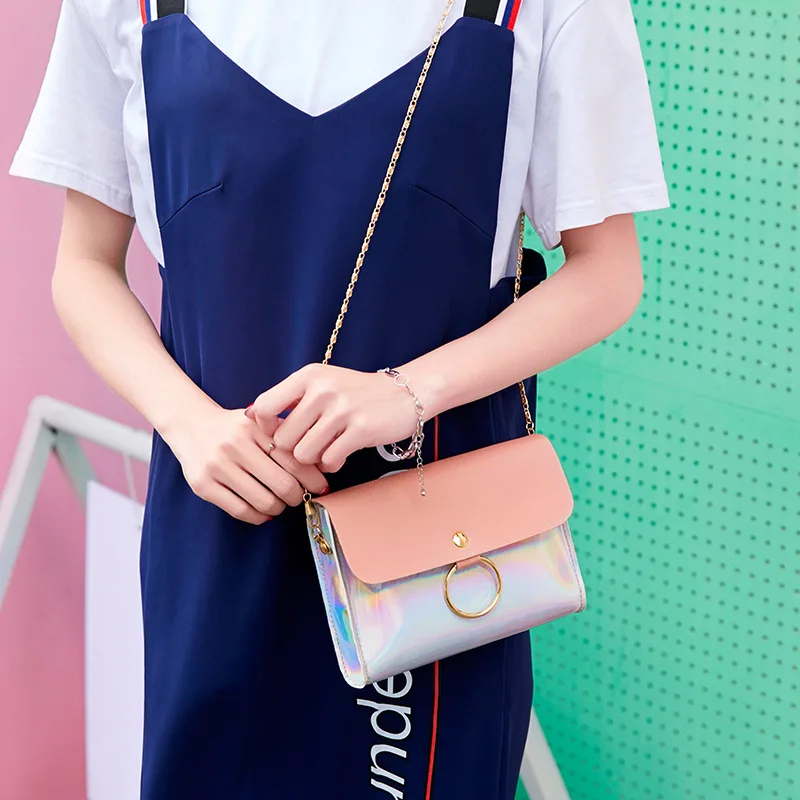

Laser Crossbody Tas Voor Vrouwen Keten Mini Schoudertas Cirkel Kleine Messenger Tas Vrouwen Handtassen En Avond Clutch Bags