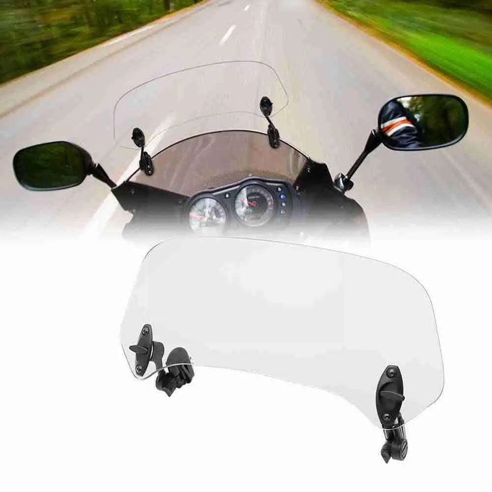 

Universal Motorcycle Windshield Extension Adjustable Windscreen KAWASAKI Deflector For BMW Spoiler HONDA Clamp-On C4F1