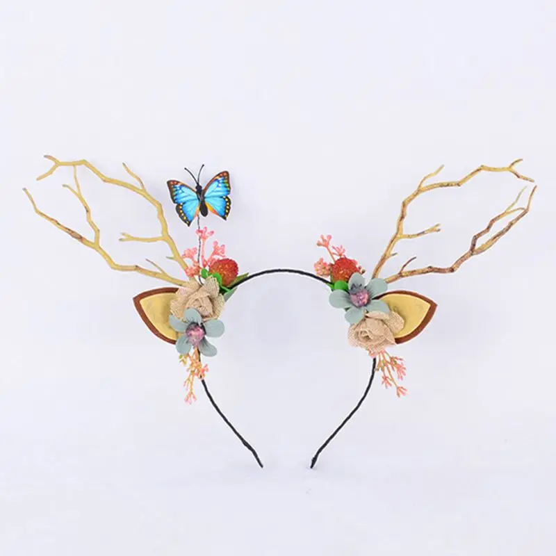 

Women Girls Christmas Fairy Tale Reindeer Antler Headband Cat Ear Hair Hoop Prop