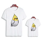 Футболка Harajuku для мамы и дочери футболка года, с изображением желтых акварельных попугаев и птиц, с коротким рукавом, для детей, семейный стиль