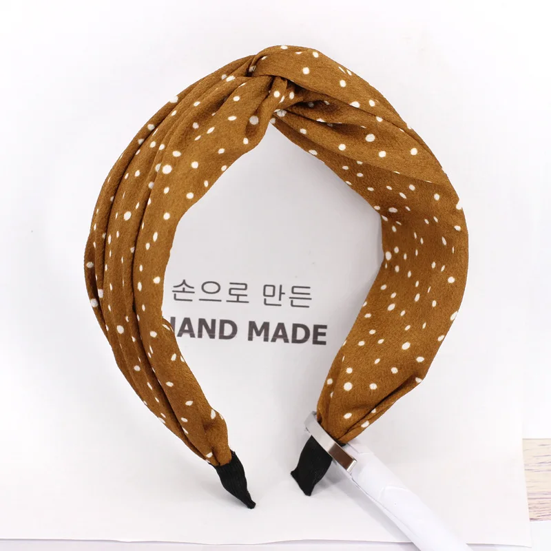 

Women Dot Hair Band Girls Hair Accessories Middle Knotted Headband Simple Fashion Female Headwear B906