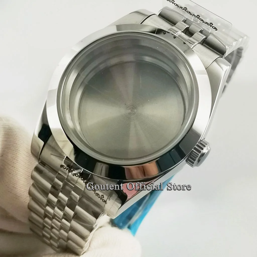 

Goutent серебристый футляр для часов с ремешком 40 мм, чехол из сапфирового стекла для NH35 NH36,MIYOTA 8205/8215/821A,DG2813 3804,ETA 2836