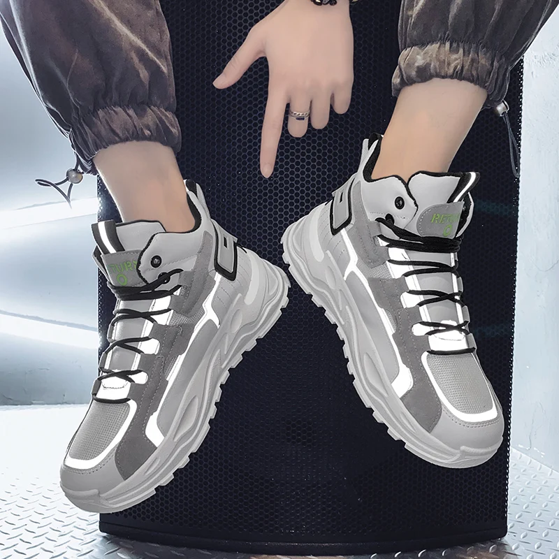 

CYYTL Increased Men Casual Shoes Fashion Boys Sneakers Platform Winter Fur Plush High Top Walking Botas Zapatillas De Deporte