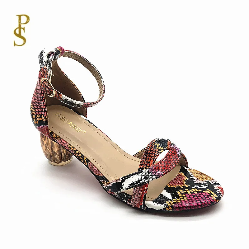 Женские босоножки с кристаллами Модные сандалии круглым носком Женская обувь на