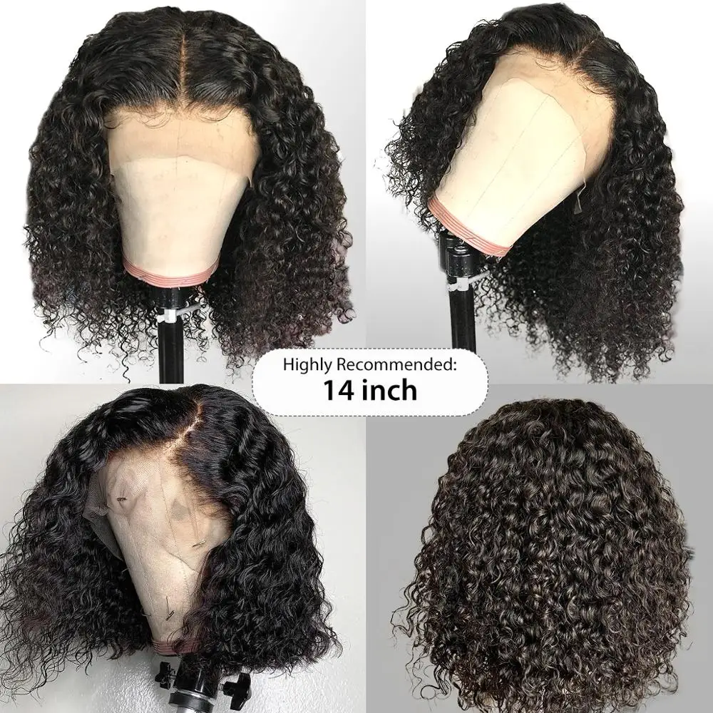 Ссылки вьющиеся короткие Боб синтетические волосы 4x4 5x5 закрытие Синтетические