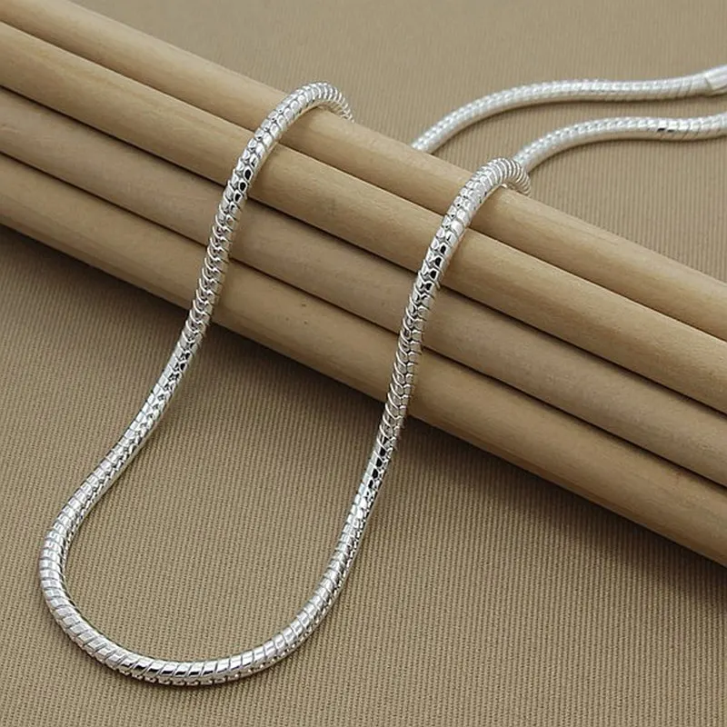 Hot Sale 3mm 50cm Snake Chain Necklace Silver 925 Jewelry Necklace for Women Men Trendy Jewelry