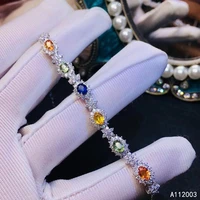 kjjeaxcmy fine jewelry 925 sterling silver inlaid colored sapphire women hand bracelet popular support detection