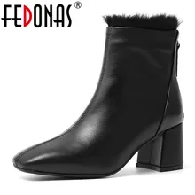 Женские ботинки Челси FEDONAS теплые из натуральной кожи на высоком