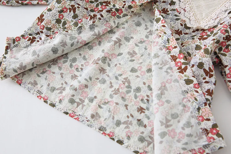 Рубашка для девочек; коллекция года; детская одежда; сезон осень; Новинка; модная кружевная рубашка с цветочным узором и большим отворотом для девочек; рубашка с длинными рукавами для девочек