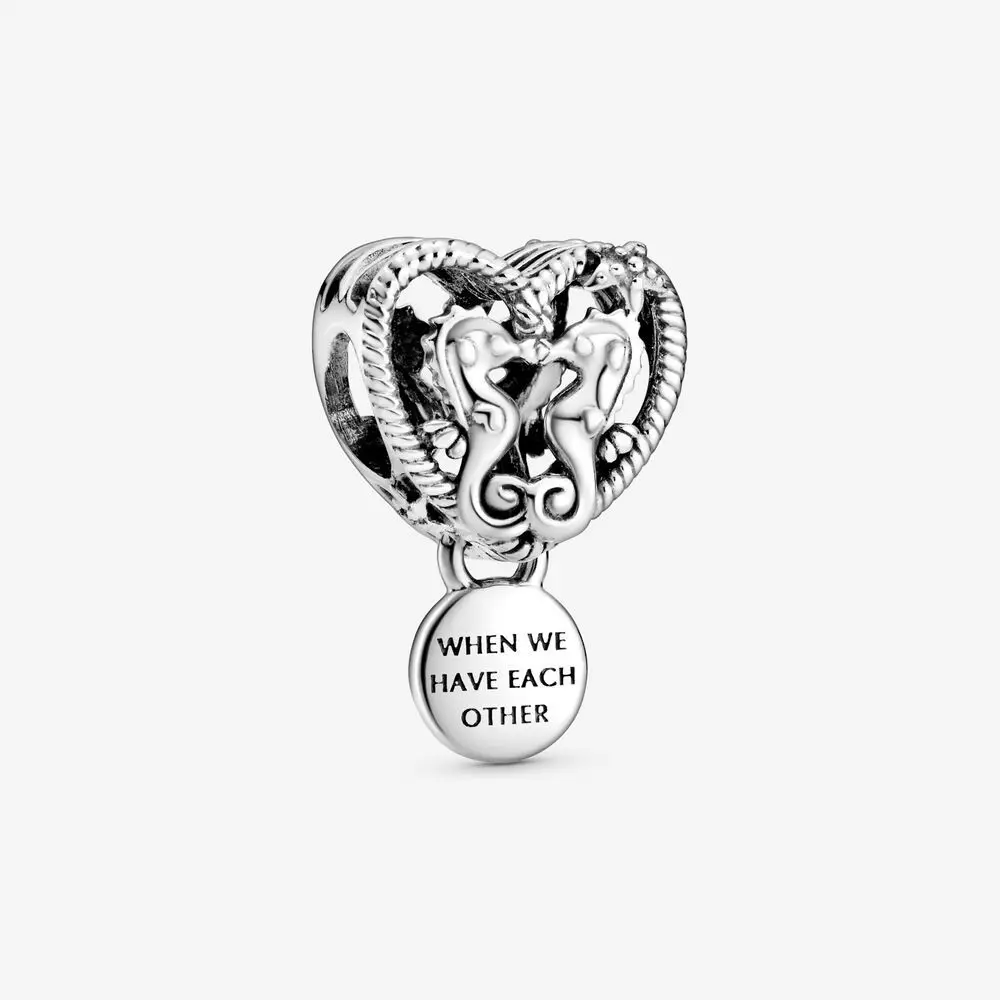 

Authentic 925 Sterling Silver Bead Creative Heart-shaped Love Seahorse Beads Fit Original Pandora Bracelet For Women Diy Jewelry