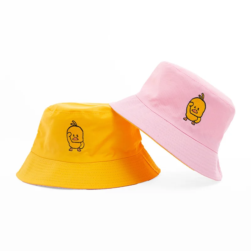 Панама двусторонняя с вышивкой мультяшная Складная шапка улыбками радужными