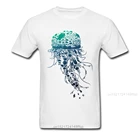 Мужская футболка с принтом морской жизни, белая футболка с принтом рыбы, медузы, летняя одежда из хлопчатобумажной ткани, футболка с круглым вырезом, футболки, оптовая продажа