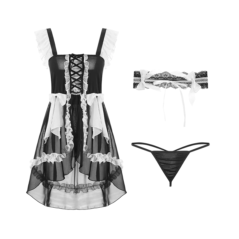 Женская кружевная ночная рубашка с бантом комплект нижнего белья Kawaii наряд