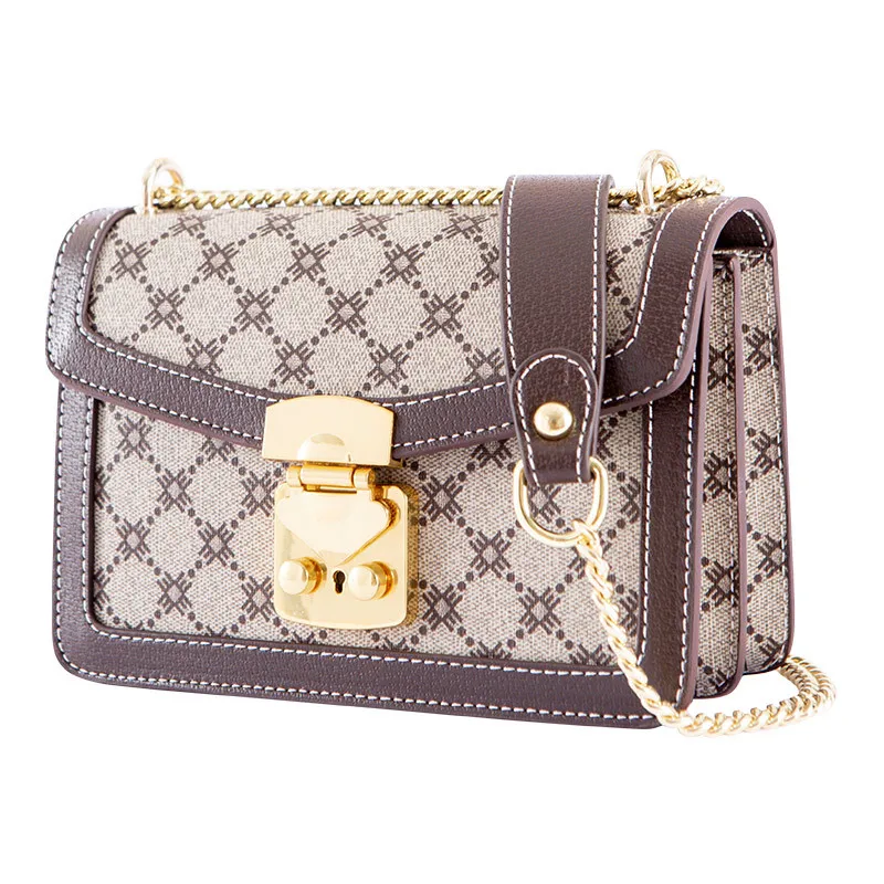 

Genuine Leather Women Flaps 2021 New Fashion Retro Plaid Chain One Shoulder Bags Ladies Famous Handbags Channels Handbags Gg
