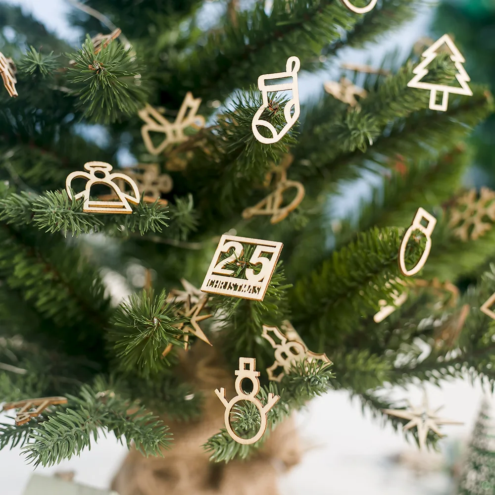 125 шт. DIY из натурального дерева чип Рождественская елка подвесная подвеска с