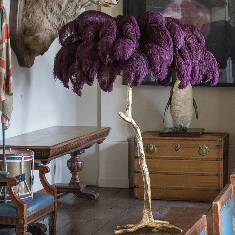 Напольная Лампа с перьями СВЕТОДИОДНЫЙ Красочный креативный светильник для