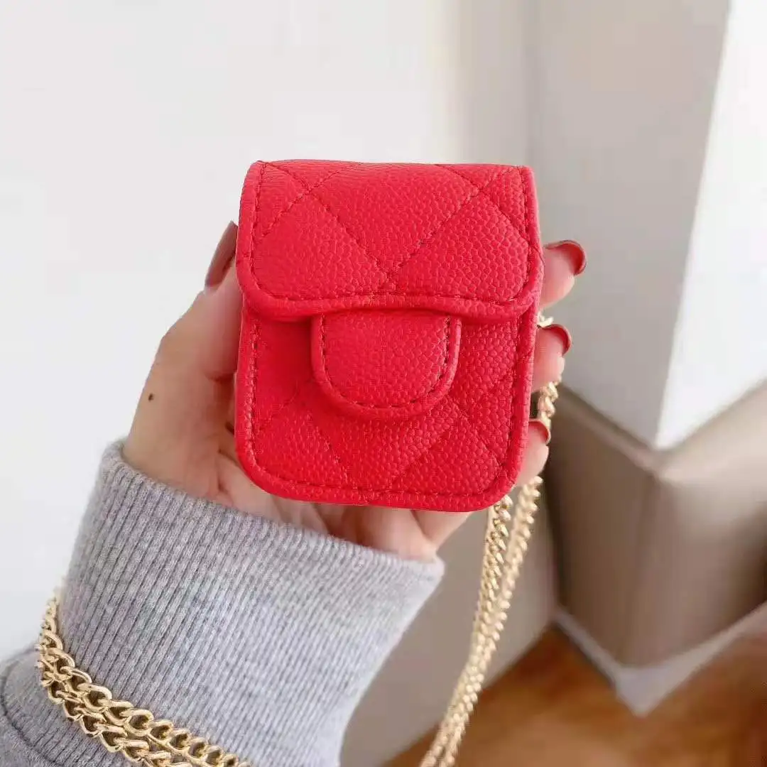 

CC Luxury Brand gold chain CC Mini Cute Classic Plaid Women Crossbody For Apple Airpods 2 3 Pro Headset Protective Headphone Bag