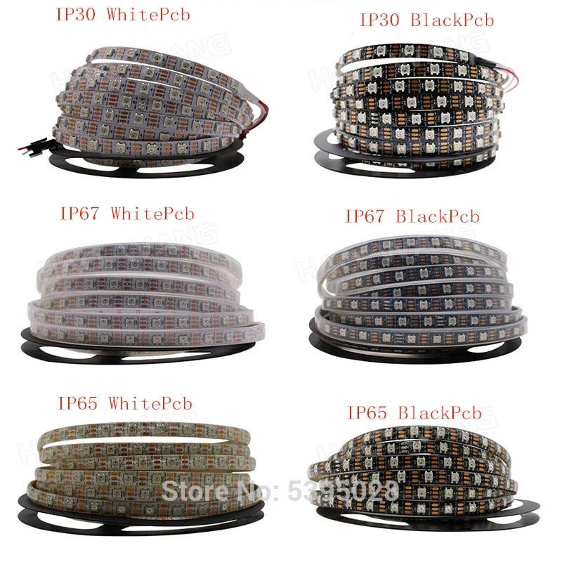 

Светодиодная лента Ws2812B 1 м/2 м/3 м/4 м/5 м RGB SMD5050 смарт-лампа индивидуально Адресуемая Светодиодная лента 30/60/144 светодиодов/м DC5V