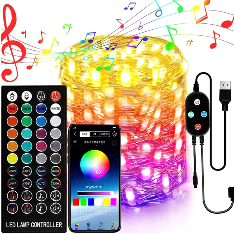 

40-Key Christmas Tree Decoration LED Lights Smart Bluetooth Personalized String Lights Customized App Remote Control Lights