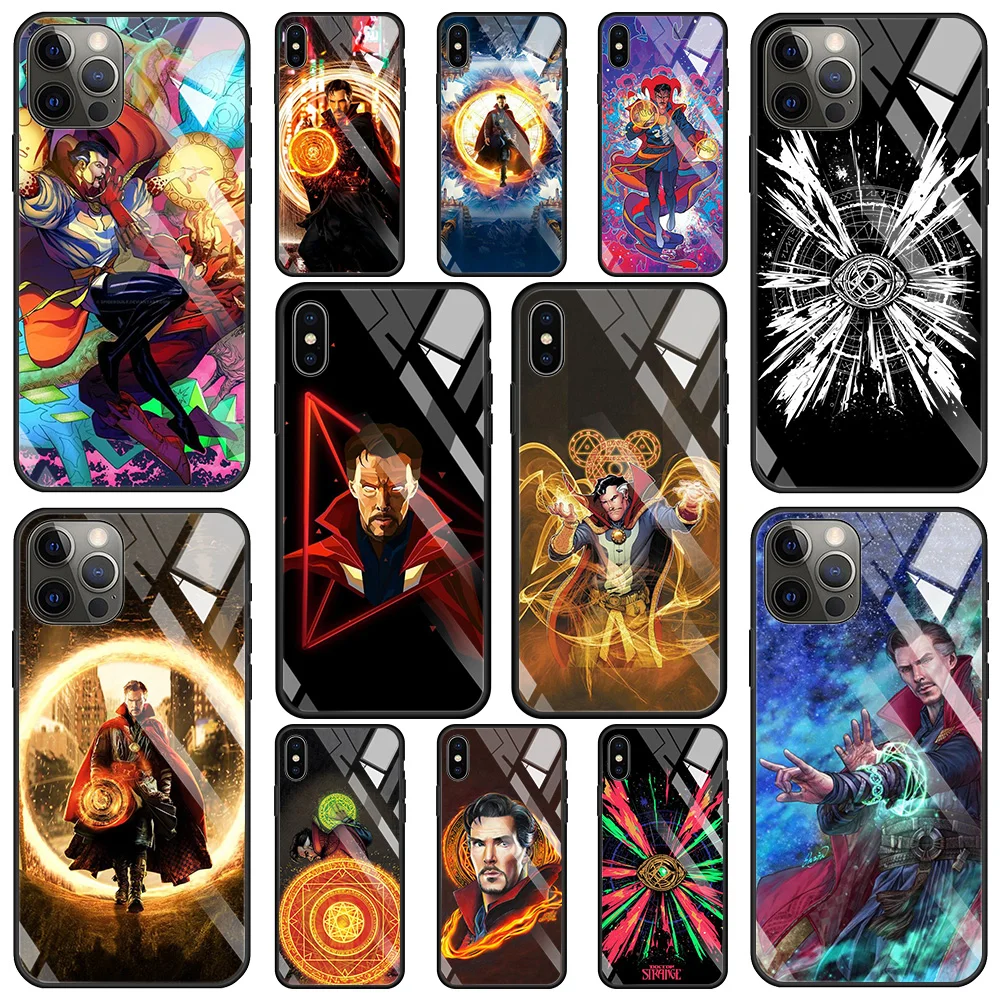 

Tempered Glass Phone Case For iPhone 13 11 12 Pro Max 13 12 Mini 7 8 6 6S Plus XS XR X Fundas dr Marvel Comics Doctor Strange