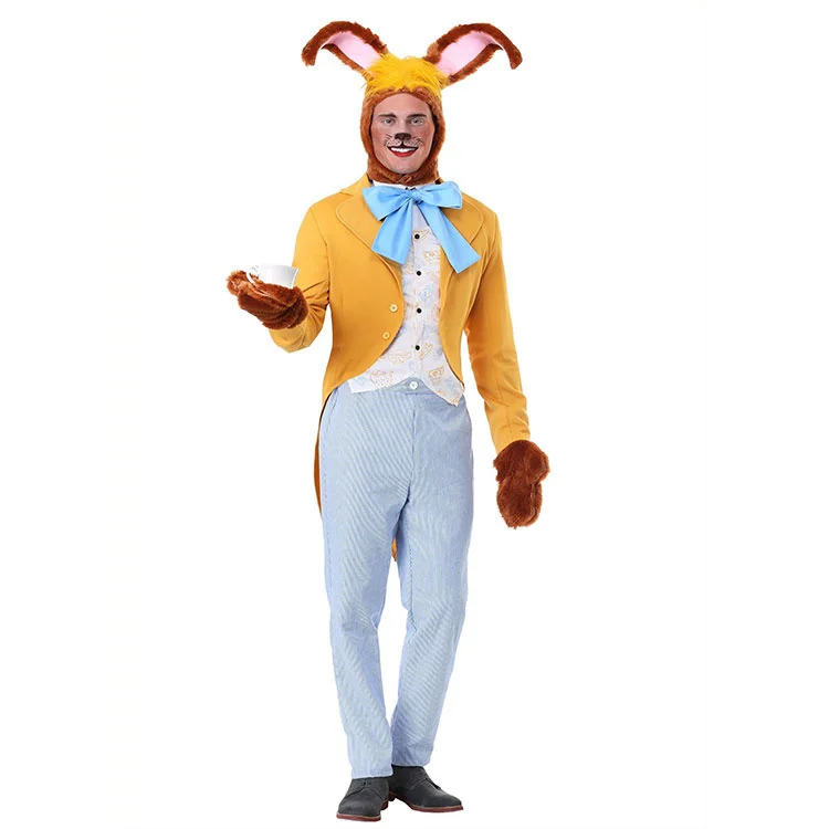 

New Halloween Adult Stage Performance Alarm Clock Time Rabbit Cosplay Costume Gentleman Waiter Bunny ship fast st stock