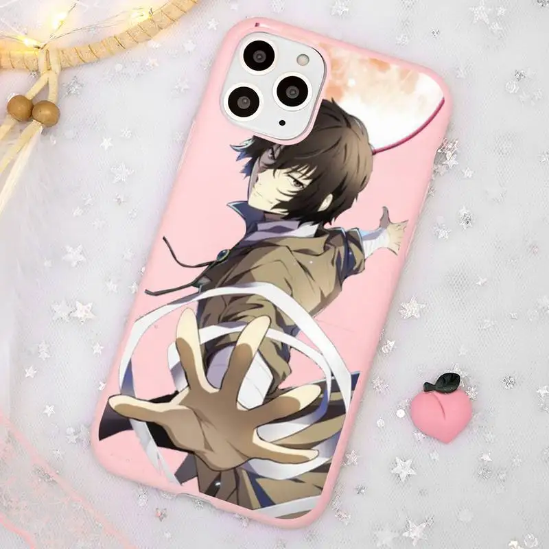 

Japan anime bungou stray Phone Case Candy Color Pink for iPhone 11 pro XS MAX 8 7 6 6S Plus X 5S SE 2020 XR