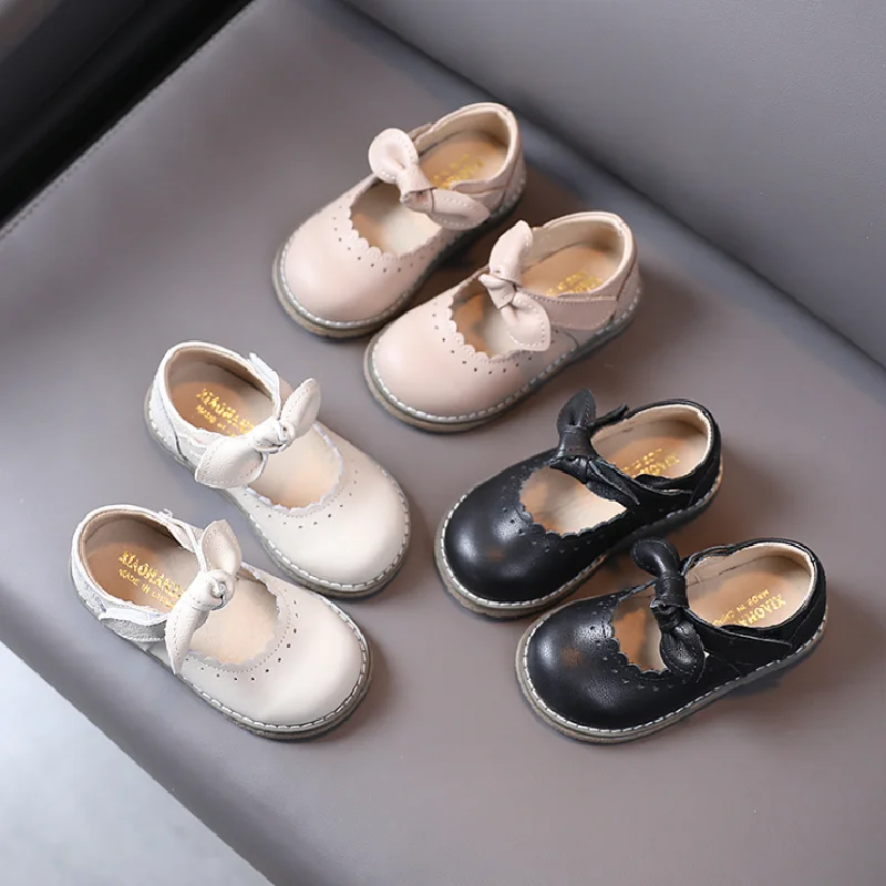 

2020 Autumn Girl Children Baby Real Cowhide Leather Bowknot Soft Bottom Cute Princess Shoe Fashion Trend