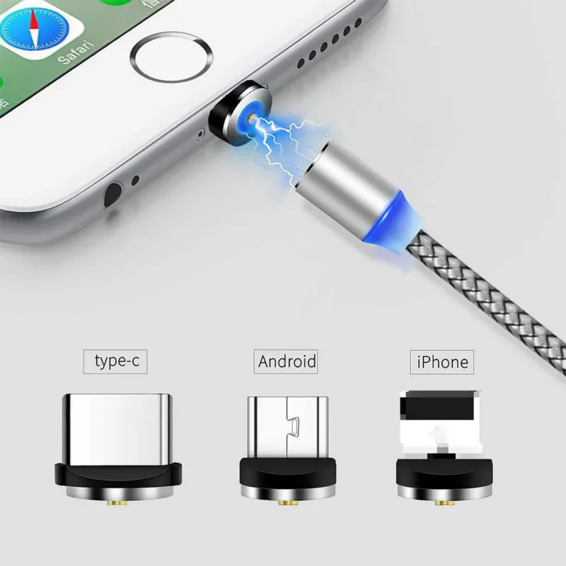 Новый Круглый Магнитный кабель для передачи данных зарядный синхронный iphone Android