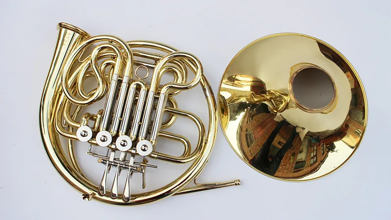 Professional Bach French horn B/f 4 key Gold Double Row Brass Body with mouthpiece Free Shipping |