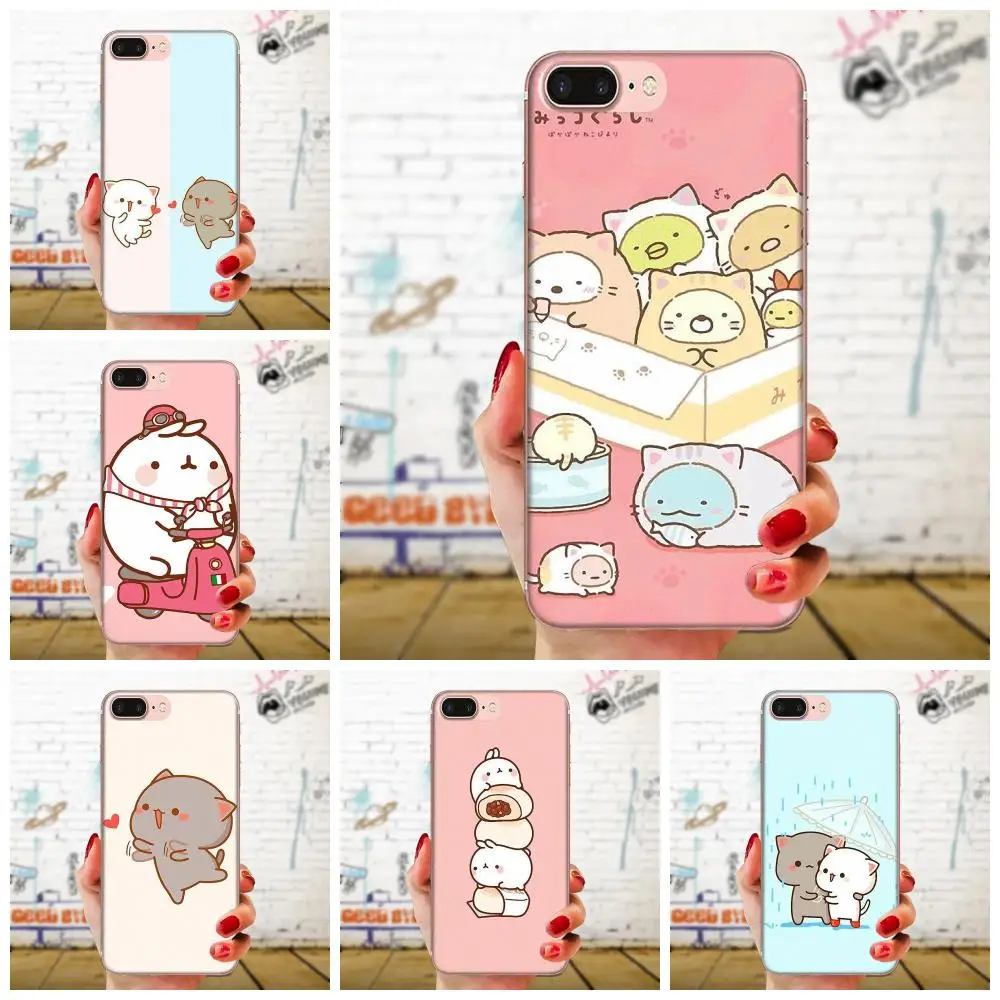 Kawaii Molang мультяшная собака кошка ультра тонкий мультяшный узор для Apple iPhone 4 4S 5 5C 5S