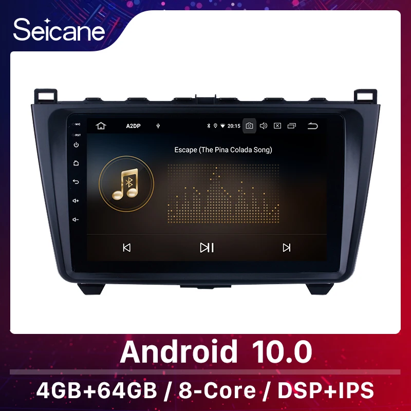 Автомагнитола Seicane 9 дюймов 4 + 64 ГБ Android 10 0 GPS автомобильный стереоплеер для Mazda 6 Ruiyi