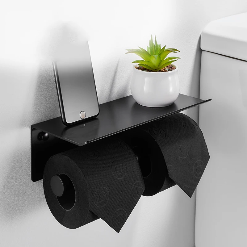 

Bathroom Toliet Paper Rolls Holder Shower Phone Holder Wall Mount, Toilet Paper Holder Toilet Holder Storage Shelf Paper Holder