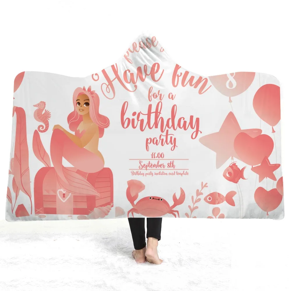 Русалочка одеяло с капюшоном плюшевое шерпа Под море носимое зимнее пляжное s