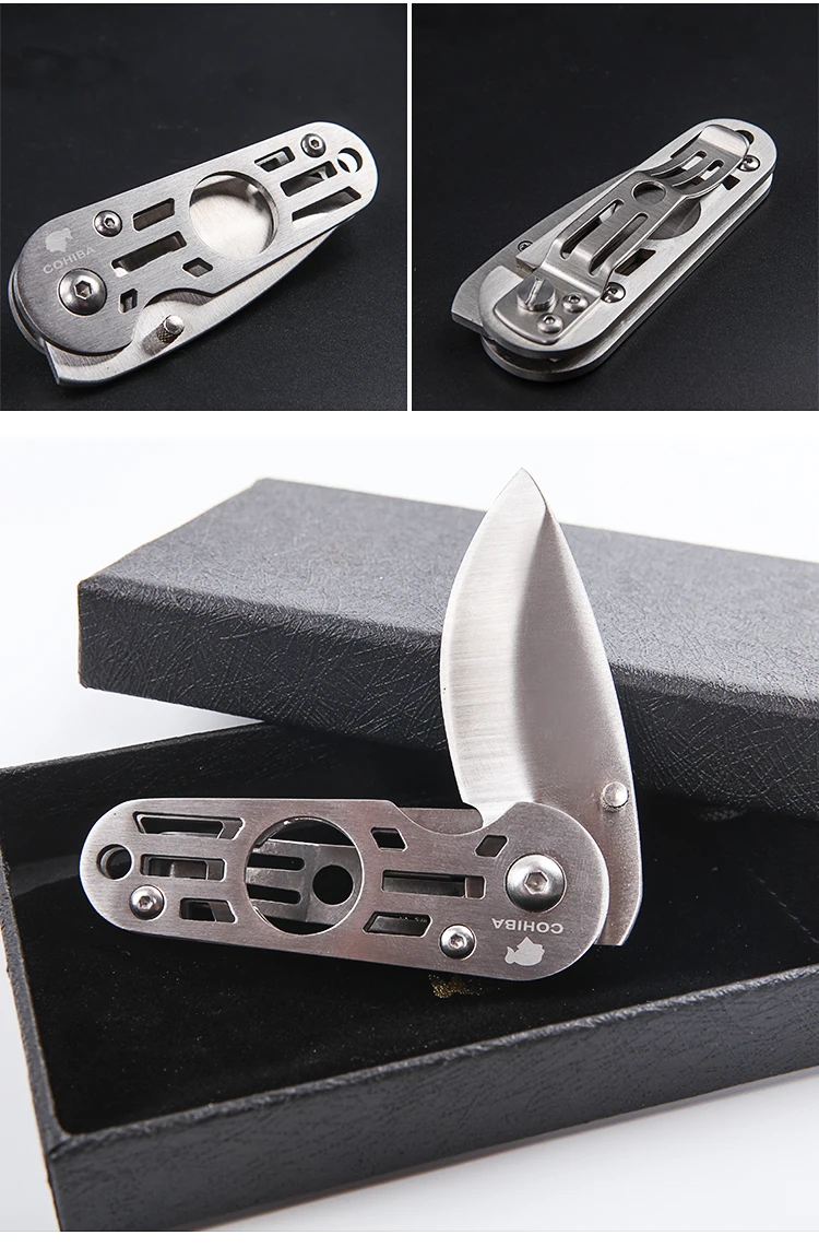 Нож для сигар 2 в 1 из нержавеющей стали карманный дорожный многофункциональный