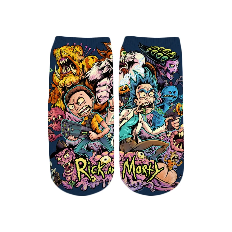 PLstar Cosmos/Новинка года; милые короткие носки с 3D принтом с героями мультфильмов Rick and Morty для мужчин и женщин; корейские носки в стиле Харадзюку; WZ888 - Цвет: color as the picture