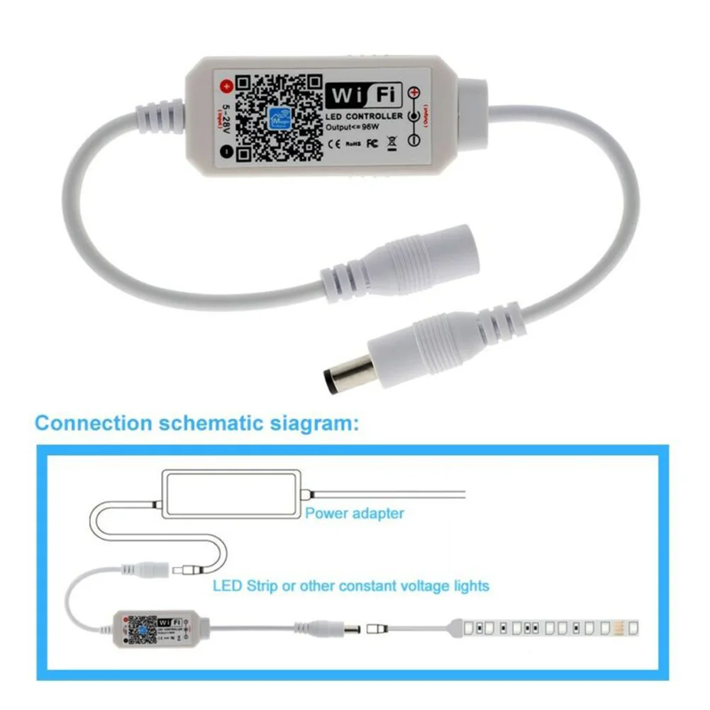 

Mini WiFi Dimmable Controller 96W DC 5-28V L54*W24*H11mm 20m(visible) Hot