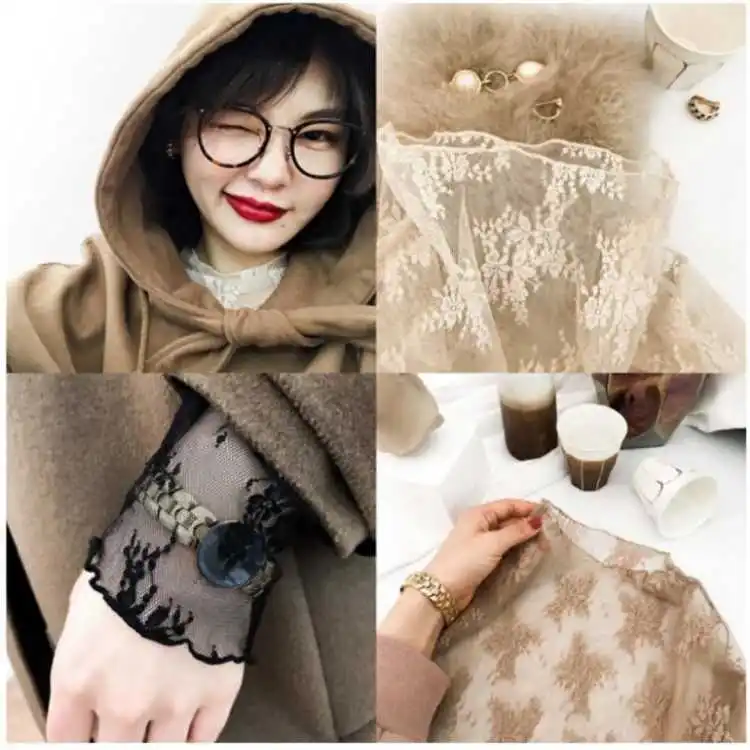 Heydress Женская кружевная блузка с высоким воротником и длинным рукавом весна