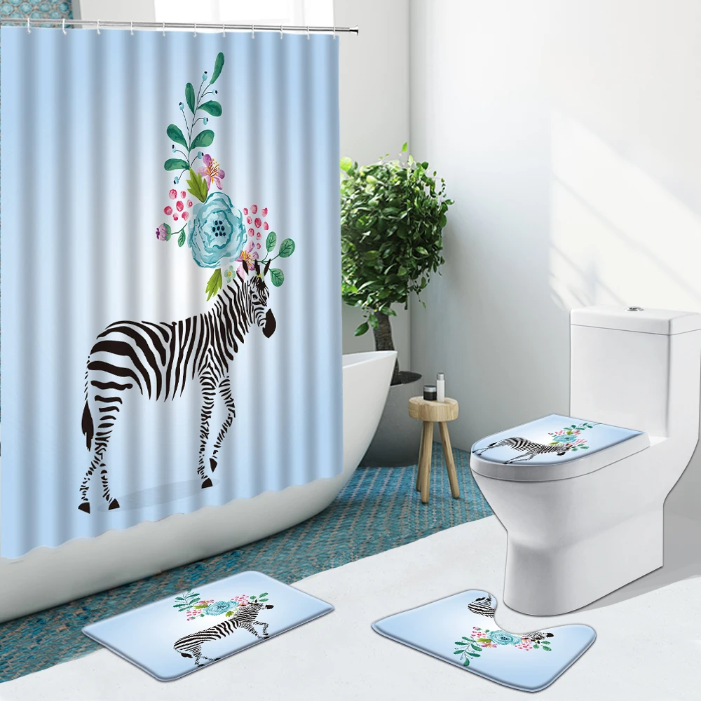 Занавеска для душа в ванную комнату нескользящий фланелевый ковер черного и