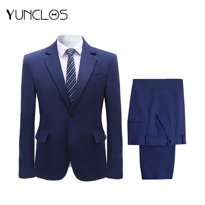 Темно синие мужские костюмы в деловом стиле однотонные куртки для вечеринок