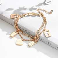 design rosegold charms bracelet women luxury layered chain bracelets kpop club hippop jewelry gifts