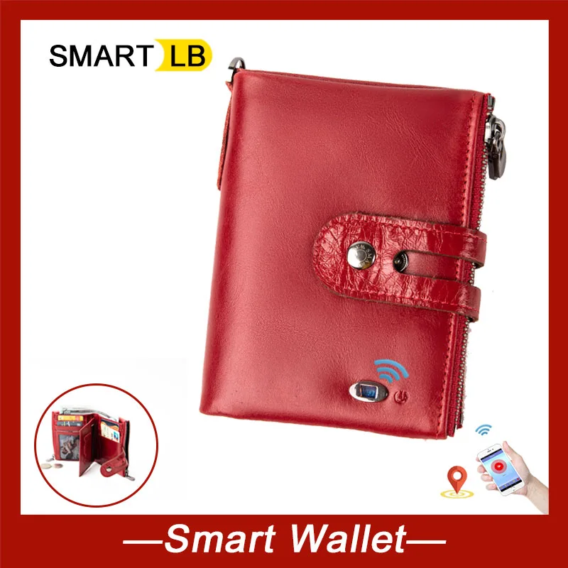 Умные женские кошельки из натуральной кожи с Bluetooth Умный кошелек на цепочке
