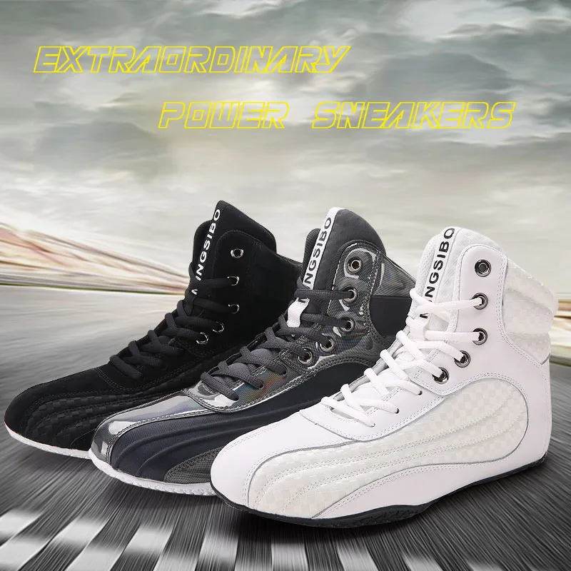 

Men super quality boxing wrestling fighting weightlifting squat GYM shoes male cow-split leather training boxing fitness shoes