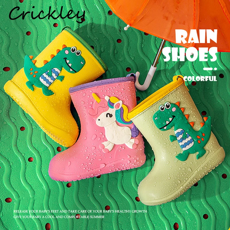 Cartoon Cute Dinosaur Unicorn Children Rain Shoes For Boys Girls Waterproof EVA Rubber Non Slip Toddler Kids Rain Boots