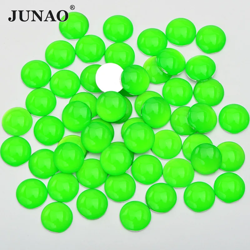 JUNAO, 4 мм, 12 мм, неоновые, зеленые, цветные, с плоской задней стороной, стразы, аппликация, Круглый, для ногтей, кристалл, камень, не исправление, Стразы для украшения - Цвет: Neon Green