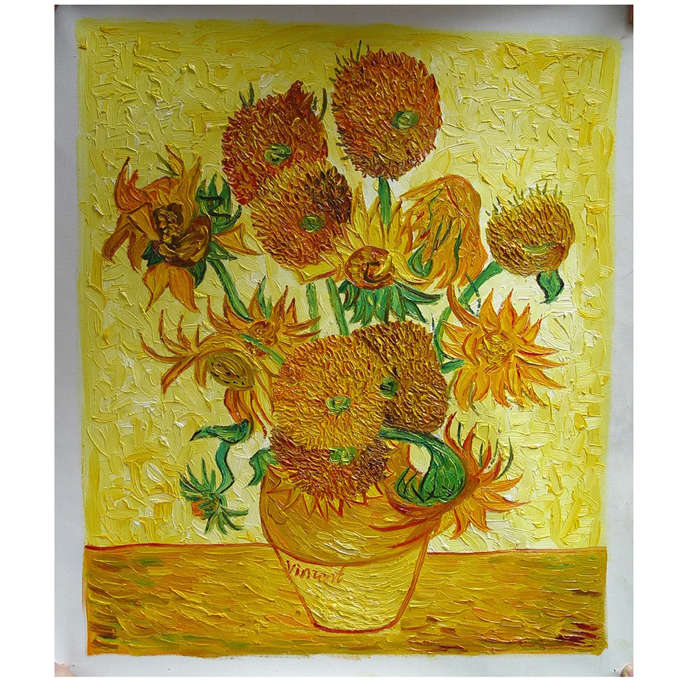 

Handpaint Van Gogh Sun Flower Oil Painting On Canvas for Living Room Home Decoration