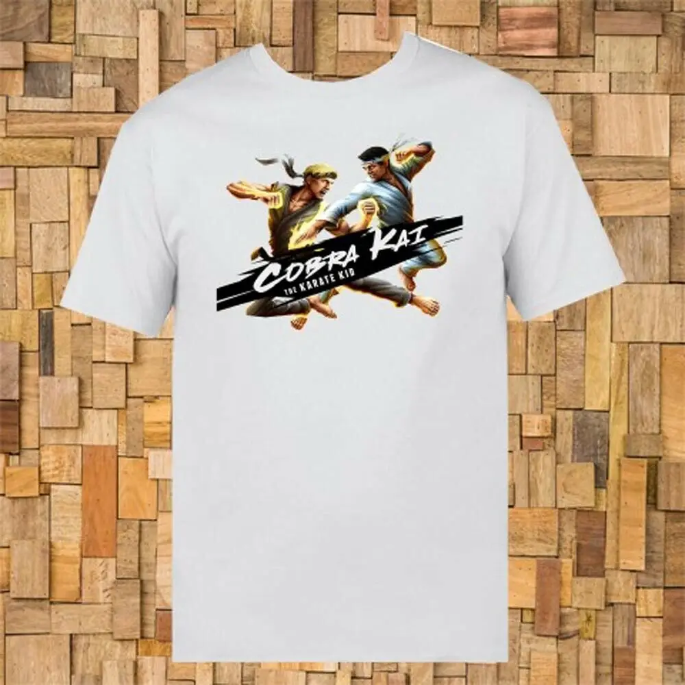 Мужская белая футболка с принтом кобры Кай Детская для каратэ | одежда