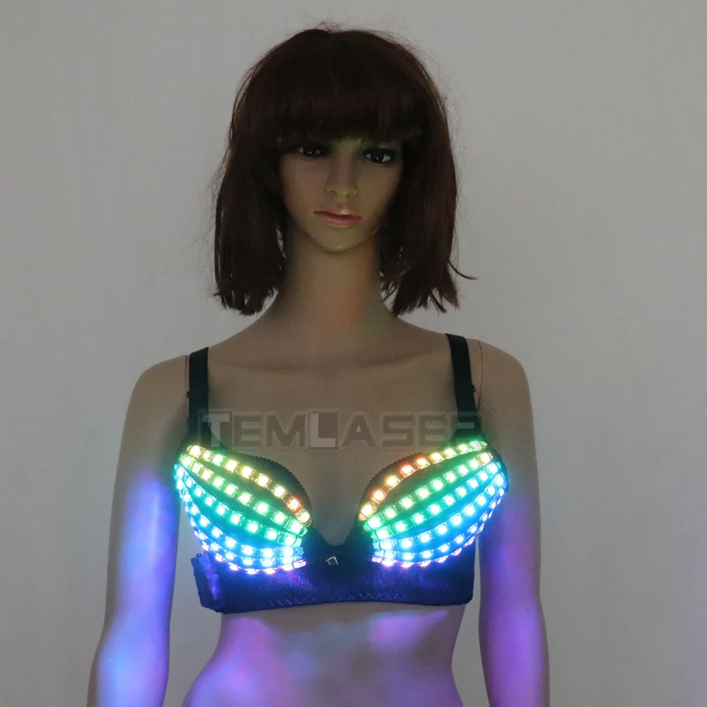 

Full color pixel LED Bra DJ Club Luminous underwear Led costume Party Dress Dancing Belly Dance Wear Fancy Party Dress