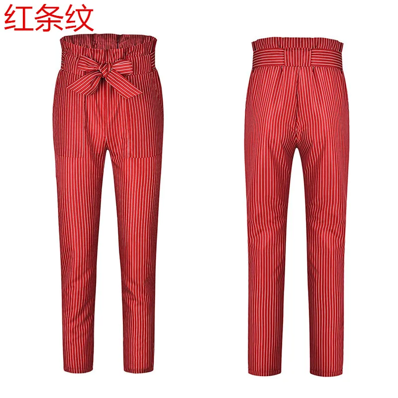 Брюки-карго женские в полоску модные штаны с завышенной талией Повседневная