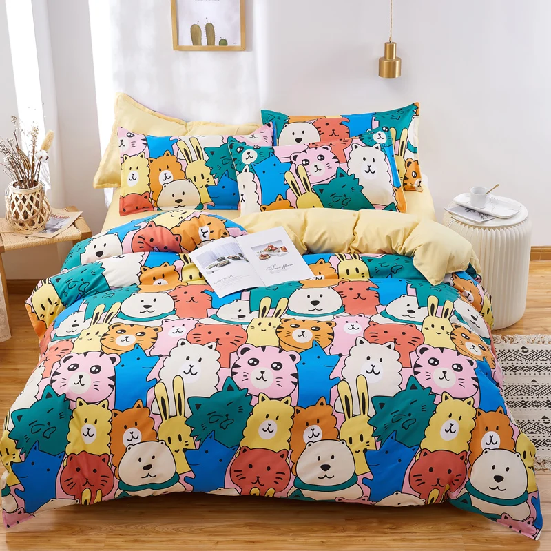 

Fashion new Geometric bedding set duvet cover + flat sheet + pillowcase High-quality Home Textile